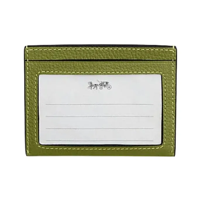 COACH Cow Leather With Plastic Money Clip Card Holder Men's Yellow Green-1