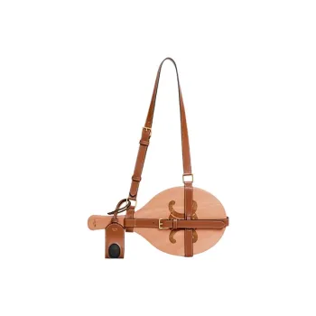 CELINE Wooden With Calfskin Bag Accessories Tawny