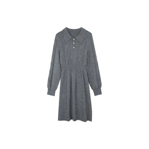 3COLOUR Long-Sleeved Dresses Women's Gray