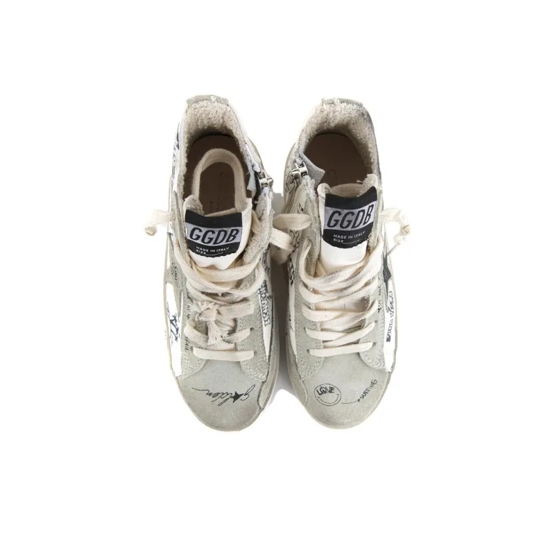 Golden Goose Francy Abrasion Resistant High Top Skateboard Shoes Women's Gray White-3