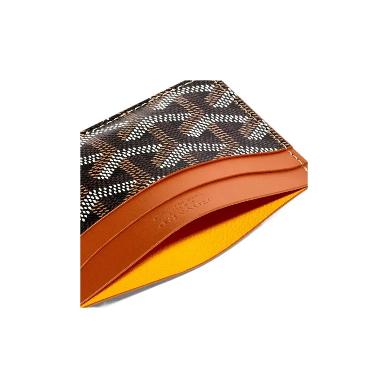 GOYARD Saint-Sulpice Canvas With Leather Dog's Teeth Card Clip Card Holder Unisex Tan & Purple Small Heart-2