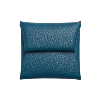 HERMES Bastia Madame Calfskin Wallet Women's S4 Deep Blue Dark Blue