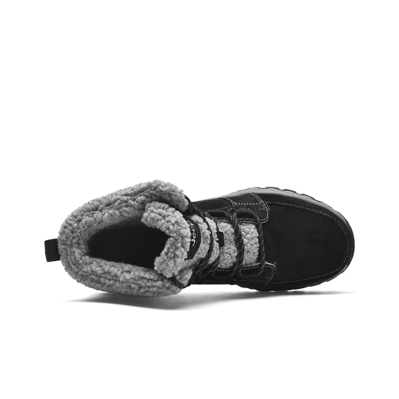 Jeep Warm Wear Resistant Cushioning Height Increasing Slip Resistant Coverage Short Outdoor Snow Boots Men's Black Gray-3