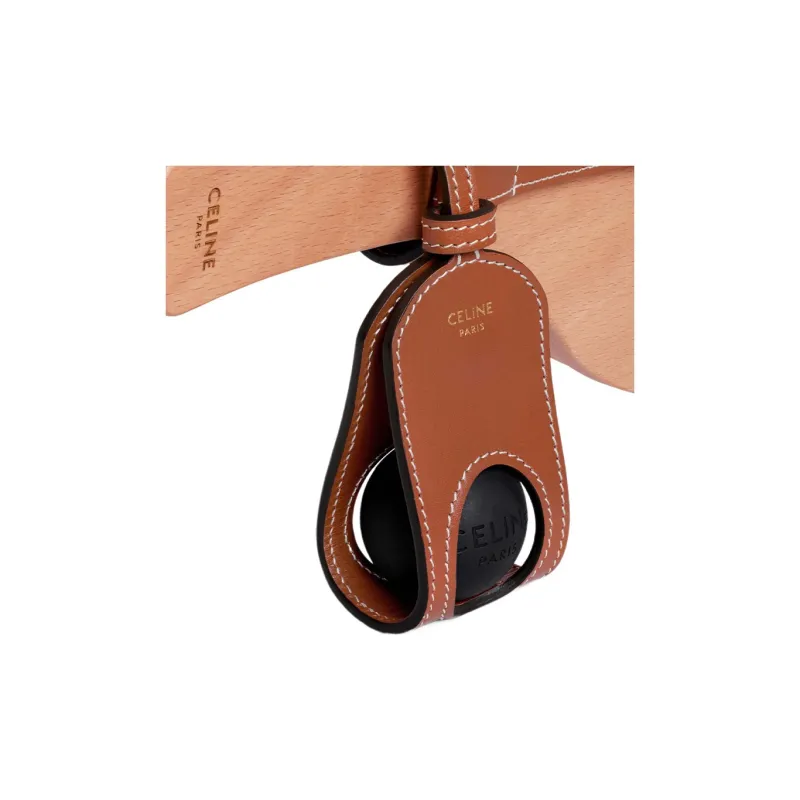 CELINE Wooden With Calfskin Bag Accessories Tawny-4
