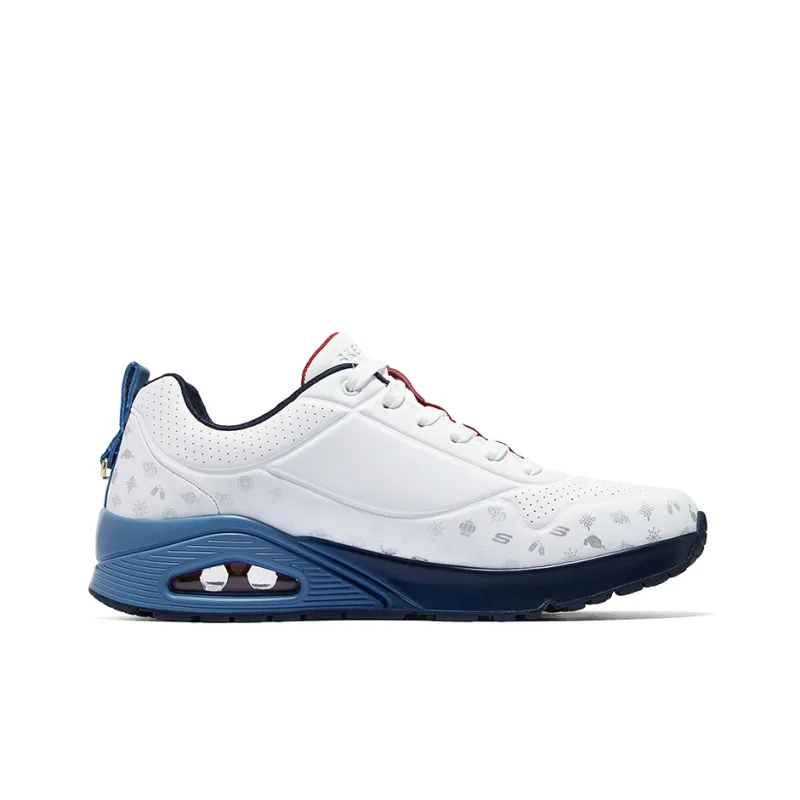Skechers Street Wear resistant And Lightweight Low Top Casual Running Shoes Men's White Blue-1