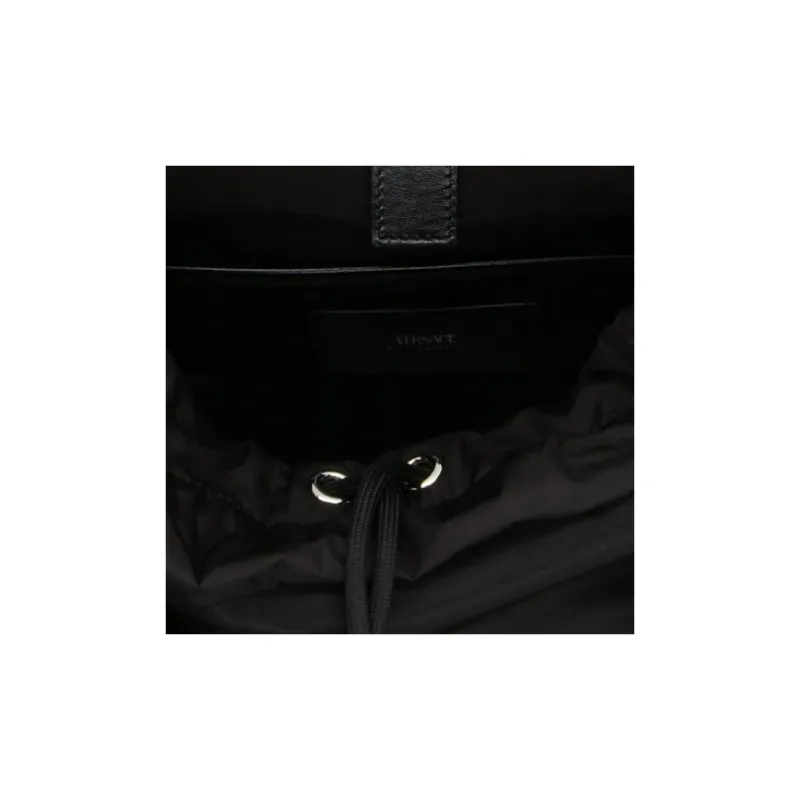 VERSACE Cow Leather Backpack Men's White & Black-4