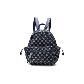 MQ Polyester Artificial Leather Backpack Medium Size Women's Navy Blue/White/Black/Denim