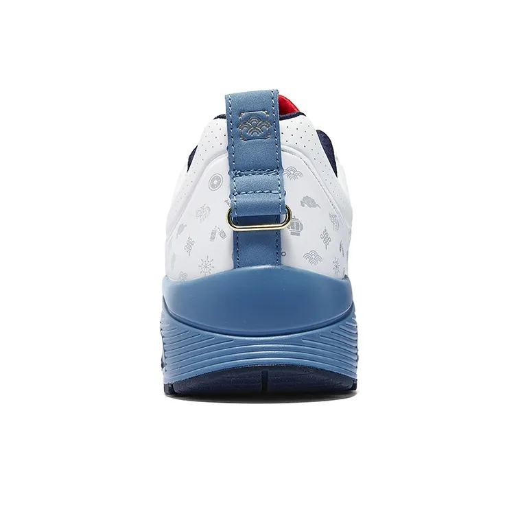 Skechers Street Wear resistant And Lightweight Low Top Casual Running Shoes Men's White Blue-4