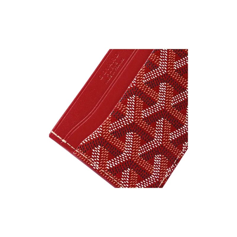 GOYARD Saint-Sulpice Canvas With Leather Dog's Teeth Card Clip Card Holder Unisex Red And Orange Small Heart-2