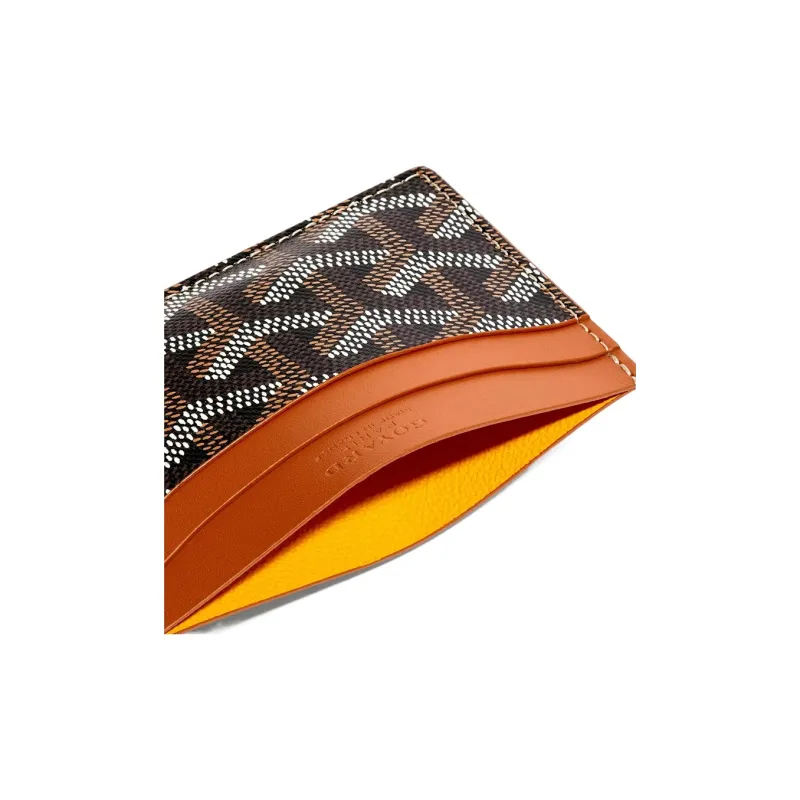 GOYARD Saint-Sulpice Canvas With Leather Dog's Teeth Card Clip Card Holder Unisex Tan & Sky Blue Small Heart-1