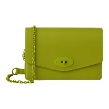 Mulberry Darley Grained Calfskin Crossbody Bag Shoulder Bag Small Size Women's Lime Green