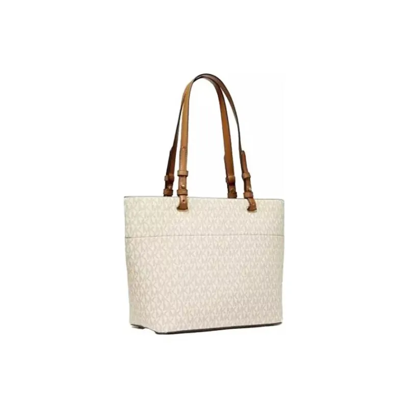 MICHAEL KORS PVC Tote Bag, Shopping Bag, Handbag Tubas Women's Vanilla Print & Acorn Brown-1