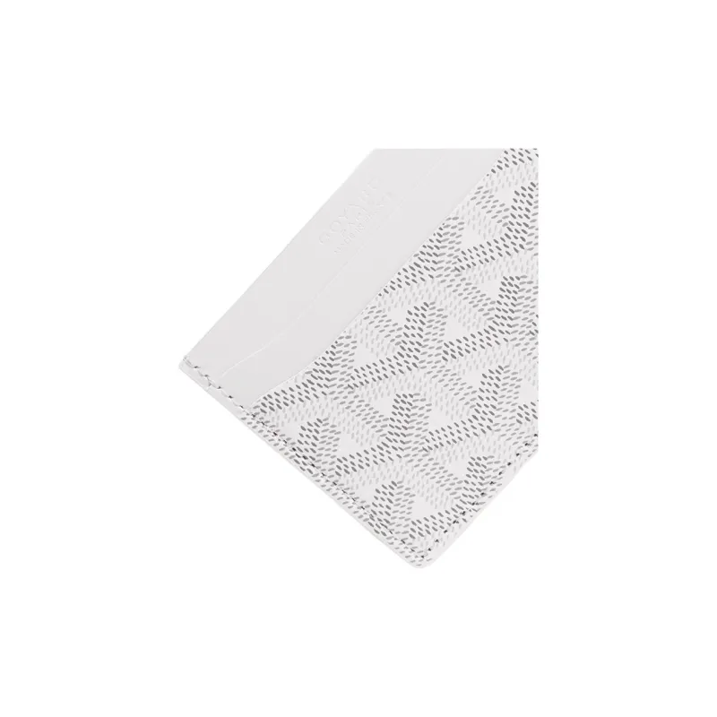 GOYARD Saint-Sulpice Canvas With Leather Dog's Teeth Card Clip Card Holder Unisex White Spell Sky Blue Small Hearts-2