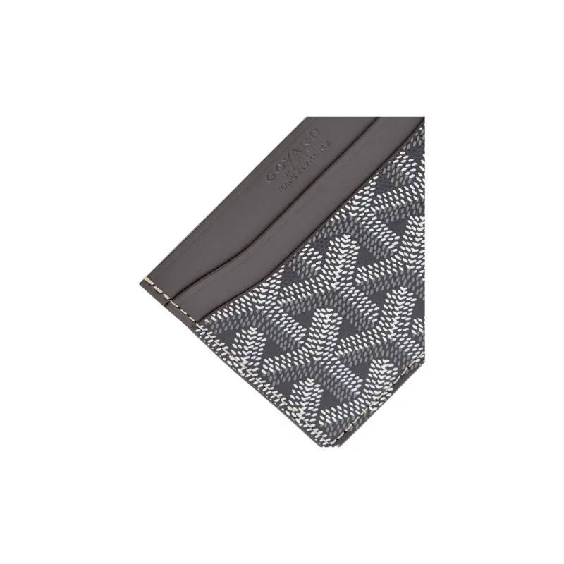 GOYARD Saint-Sulpice Canvas With Leather Dog's Teeth Card Clip Card Holder Unisex Gray With Yellow Small Heart Design-1