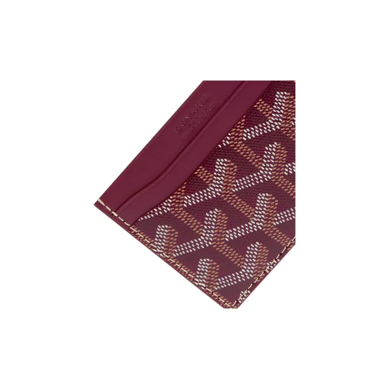 GOYARD Saint-Sulpice Canvas With Leather Dog's Teeth Card Clip Card Holder Unisex Red & Black Small Heart-2