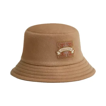 HERMES Cashmere Bucket Hats Unisex Brown