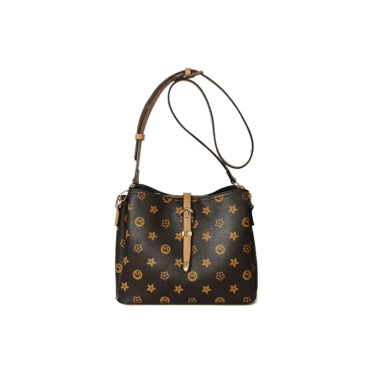 CHISIY Artificial Leather Tote Bag Shopping Bag Bucket Bag Shoulder Bag Regular Women's Brown-1