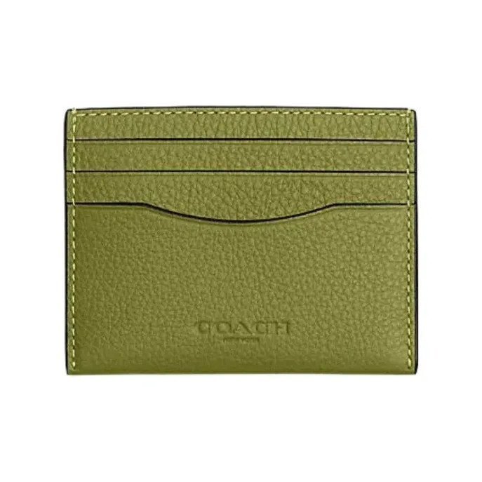 COACH Cow Leather With Plastic Money Clip Card Holder Men's Yellow Green-0
