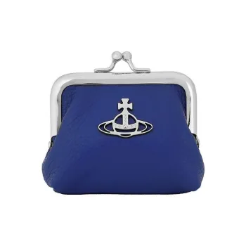 Vivienne Westwood Grain Leather Wallet Coin Purse Mini Unisex Blue