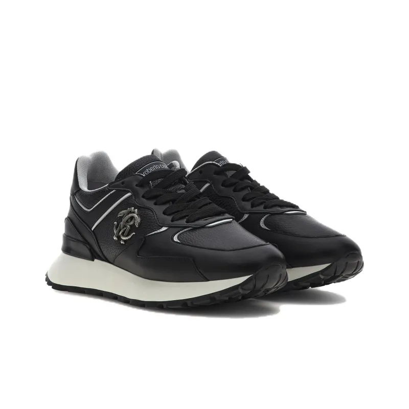 Roberto Cavalli Mirror Snake-embellished Leather Sneakers-2
