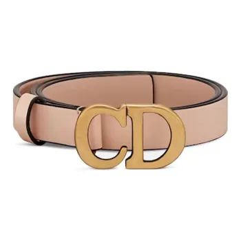 DIOR Solid Color Decoration, Smooth Buckle Leather Belts Women's Pink Width 2CM