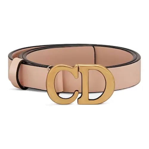 DIOR Solid Color Decoration, Smooth Buckle Leather Belts Women's Pink Width 2CM