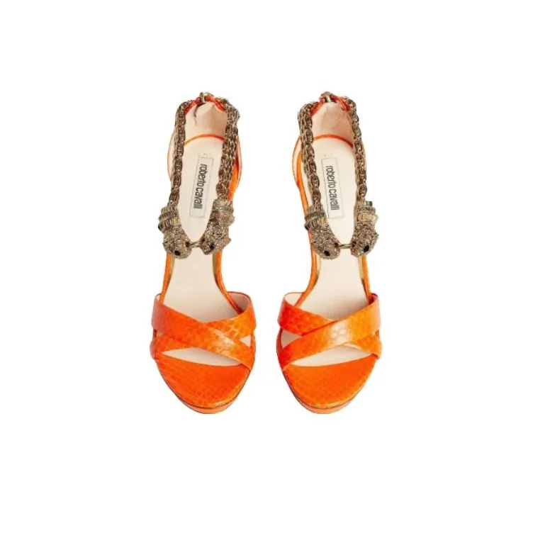 Roberto Cavalli Strap Sandals 12cm Women's Orange-4