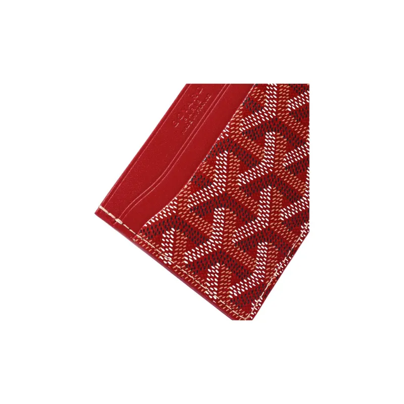 GOYARD Saint-Sulpice Canvas With Leather Dog's Teeth Card Clip Card Holder Unisex Red & Yellow Small Heart-1