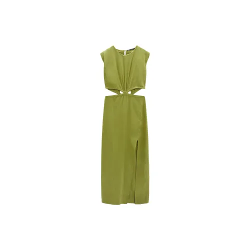 ZARA Sleeveless Dresses Women's Yellow Green