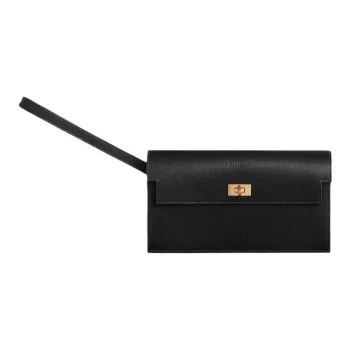 HERMES Kelly Pocket Chamkila Goat Skin Wallet Women's 89 Noir Black