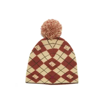Acne Studios Wool, Polyester, Elastane, Recycled Polyester, Lamb Wool Blend Beanies Unisex Brown Red