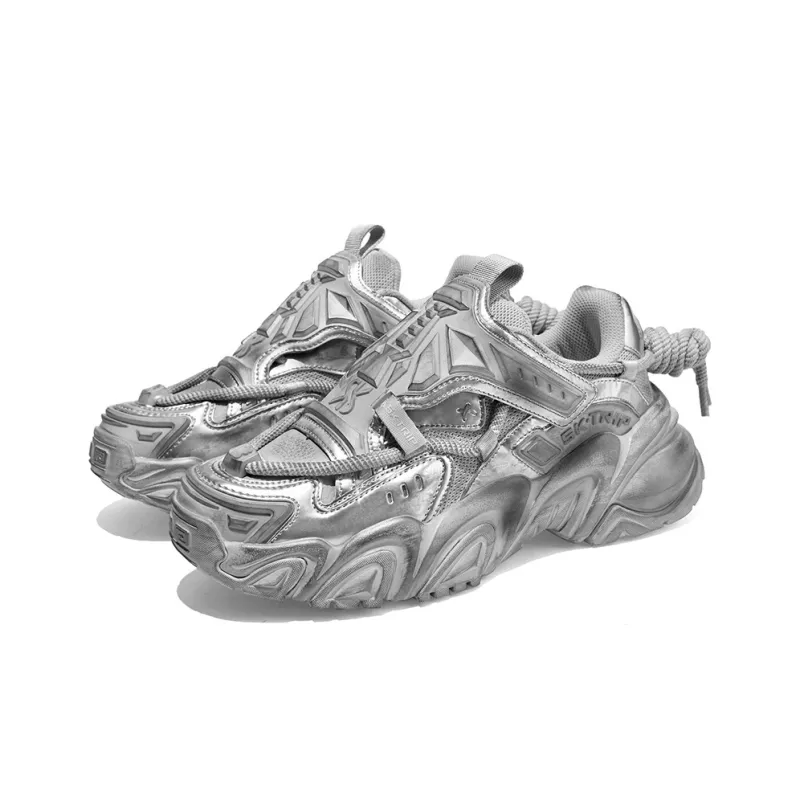 SK.TRIP Mecha Wear-Resistant Height Increasing Low-Top Chunky Sneakers Unisex Titanium Gray-3
