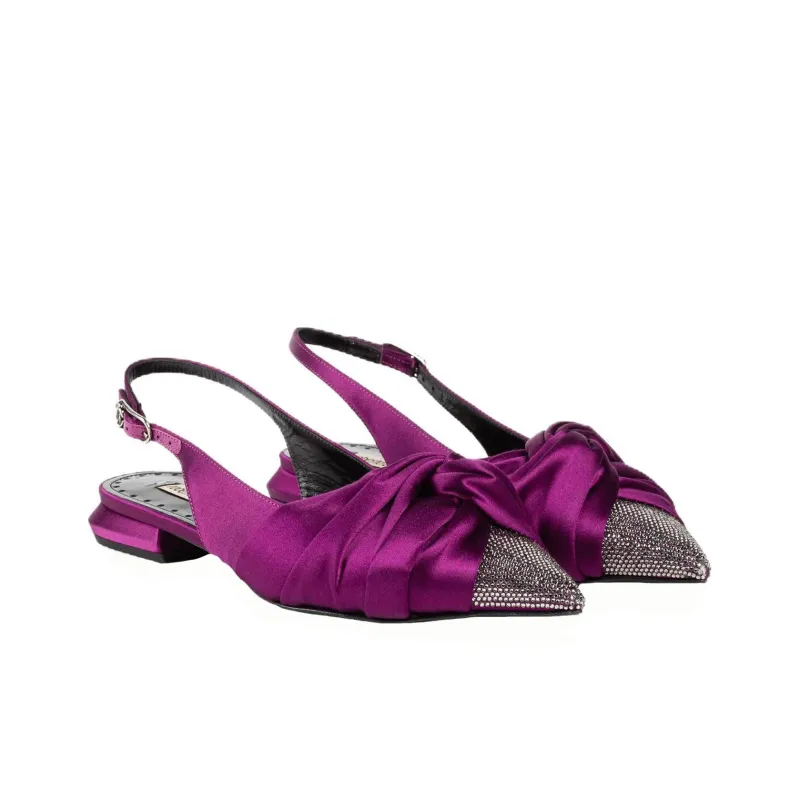 Roberto Cavalli Knot-detail Satin Slingback Ballerinas-2