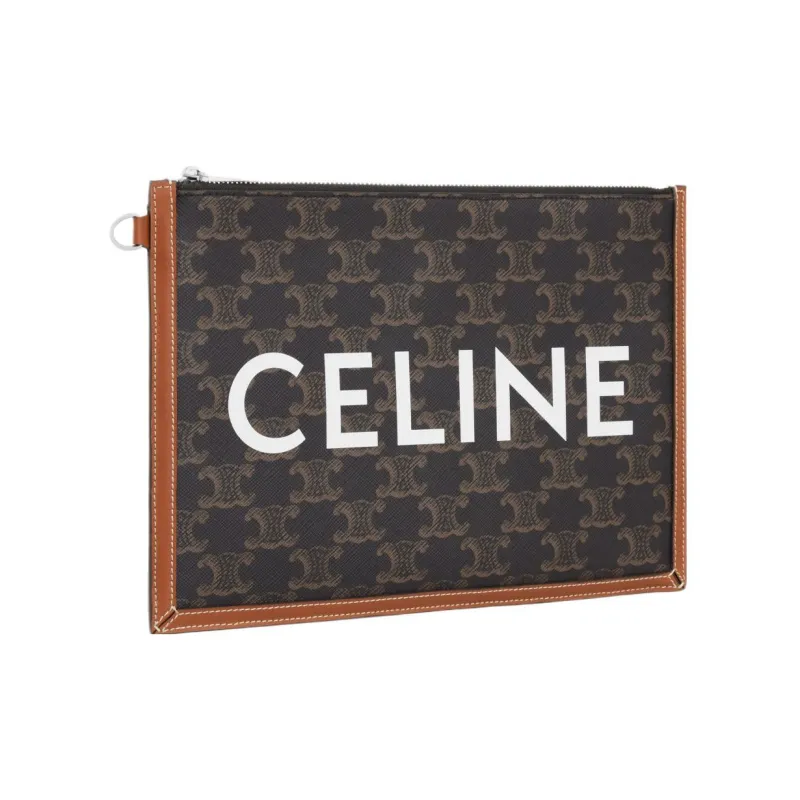 CELINE Cow Leather Binding Clutch Small Size Men's Tawny-1