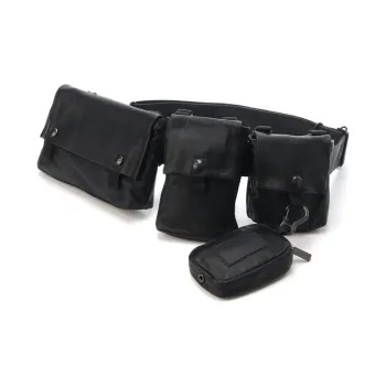 Yohji Yamamoto Leather Fanny Pack Unisex Black