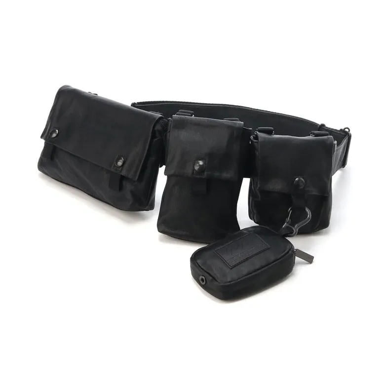 Yohji Yamamoto Leather Fanny Pack Unisex Black-0
