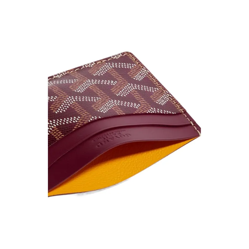 GOYARD Saint-Sulpice Canvas With Leather Dog's Teeth Card Clip Card Holder Unisex Red & Black Small Heart-1