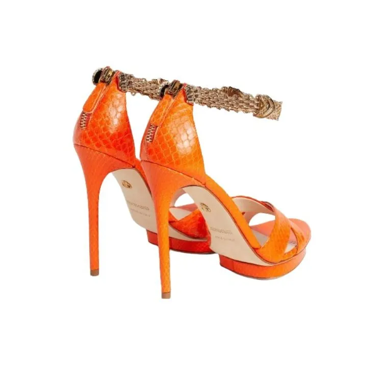 Roberto Cavalli Strap Sandals 12cm Women's Orange-3