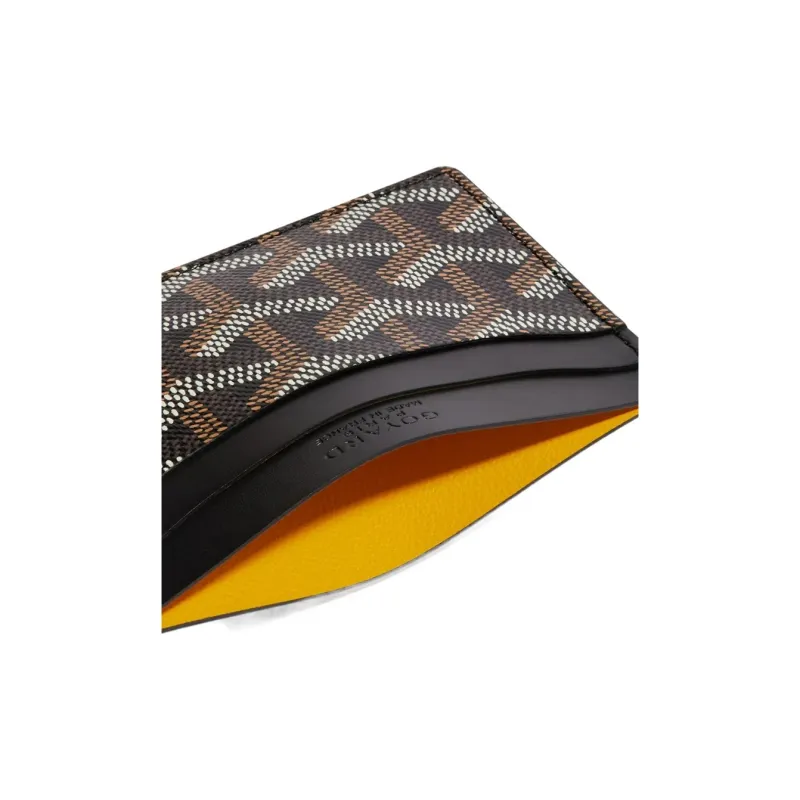 GOYARD Saint-Sulpice Canvas With Leather Dog's Teeth Card Clip Card Holder Unisex Black Spell Green Small Hearts-1