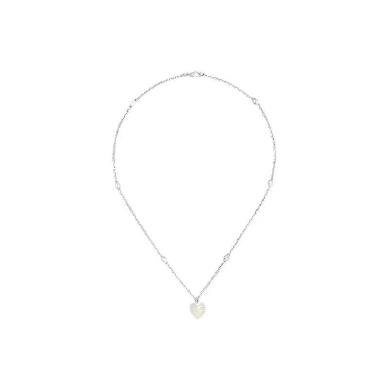 GUCCI Mother Of Pearl Enamel Sterling Silver Necklaces Women's Silver-1
