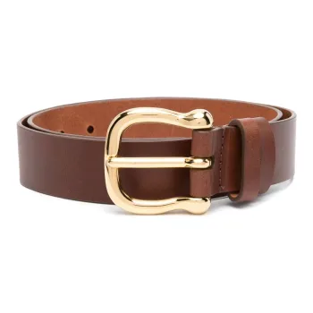 MOSCHINO Double-Sided Solid Color Decoration Pin Buckle Leather Belts Women's Brown Width: 3.5cm