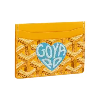 GOYARD Canvas With Calfskin Card Clip Card Holder Unisex Yellow Multicolor Light Blue Small Heart