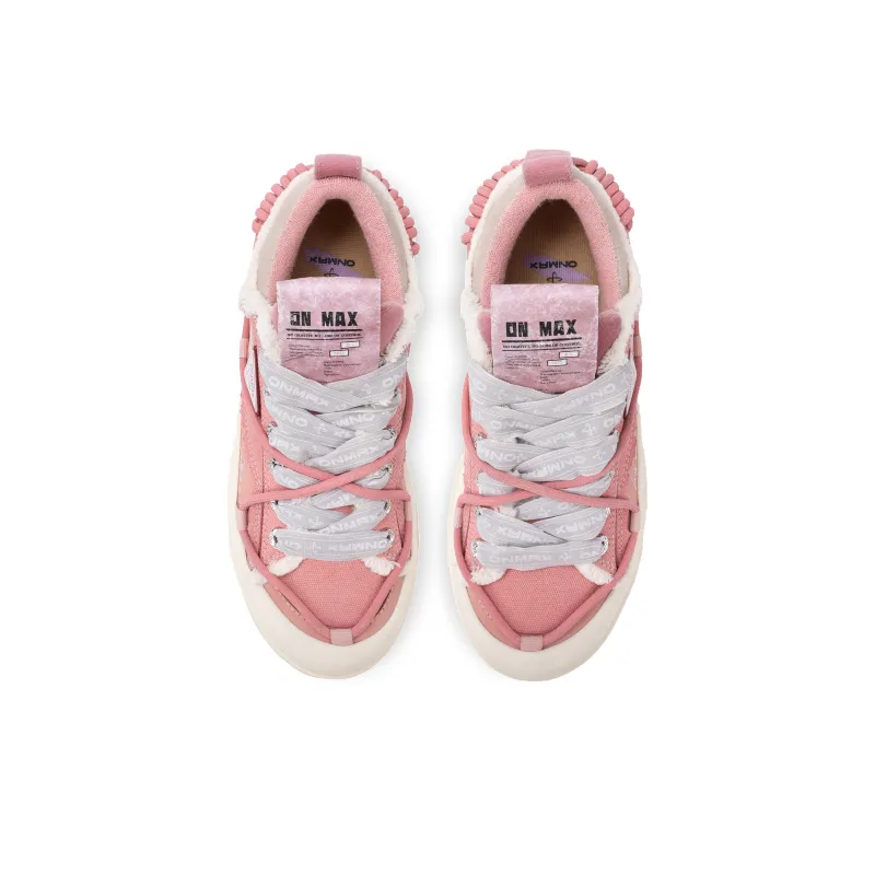 ON MAX Skateboard Shoes Unisex Low Top Pink/White-3