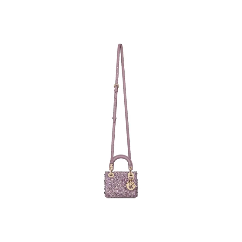 DIOR Lady Dior Embroidery Dior Bag Shoulder Bag Crossbody Bag Handbag Extra Mini Women's Purple-1
