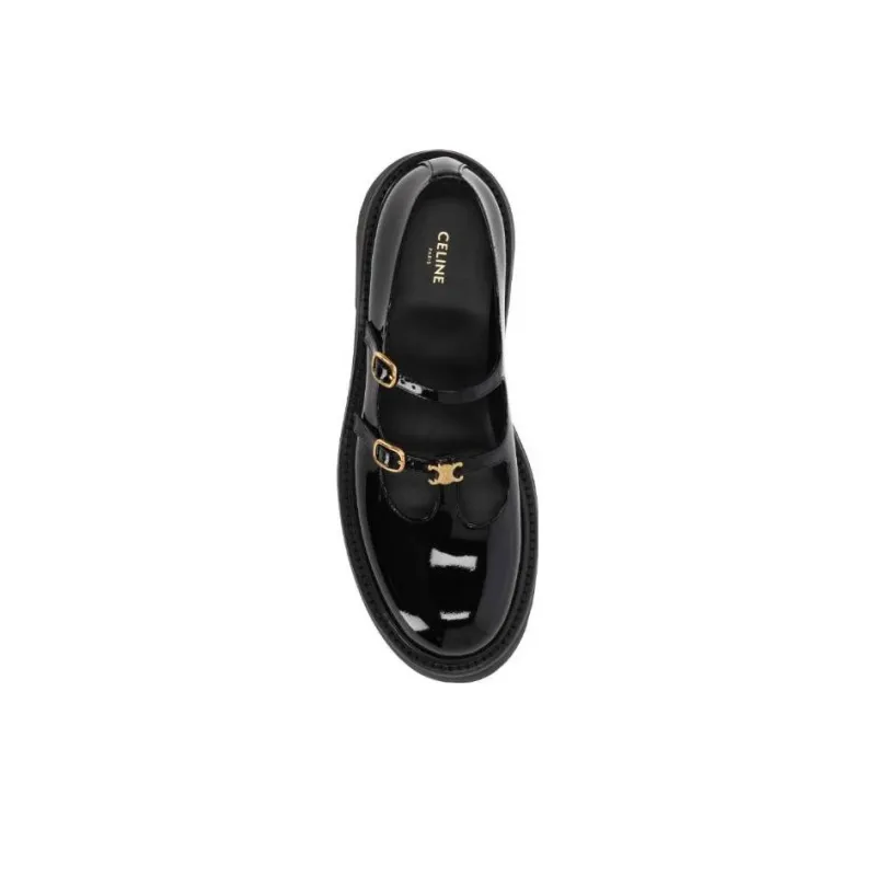 CELINE Chunky Heel Mary Jane Shoes Women's Black-4
