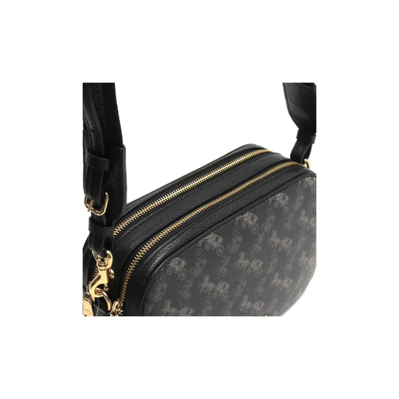 COACH Jes Leather Camera Bags Shoulder Bag Crossbody Bag Women's Black Brown-3