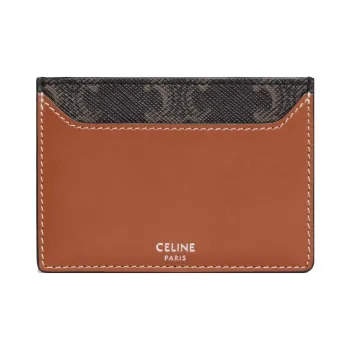 CELINE Cow Leather Card Holder Men's Tawny