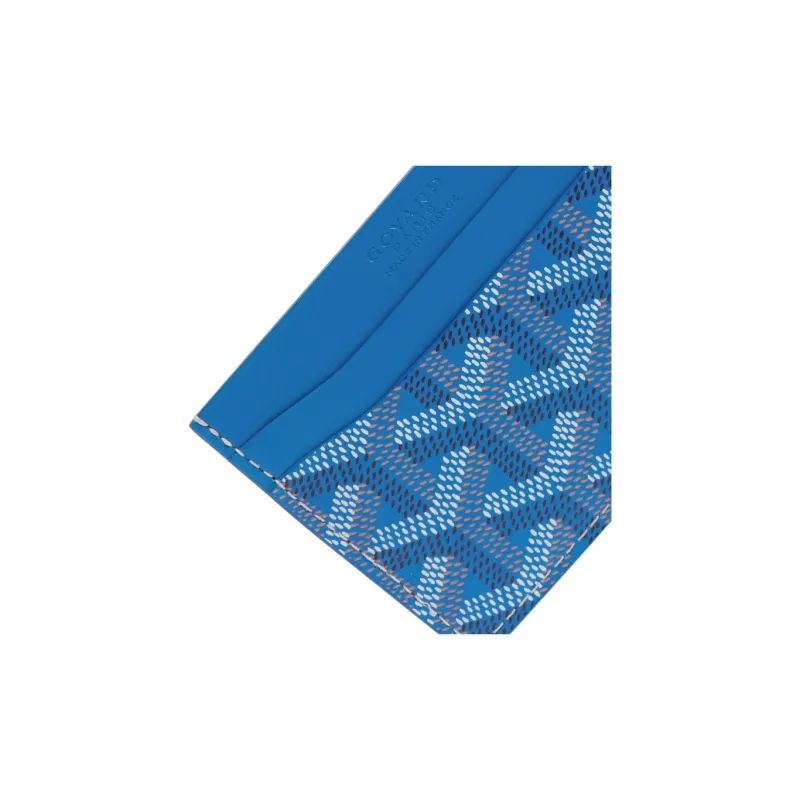 GOYARD Saint-Sulpice Canvas With Leather Dog's Teeth Card Clip Card Holder Unisex Sky Blue Spell Gray Small Hearts-2
