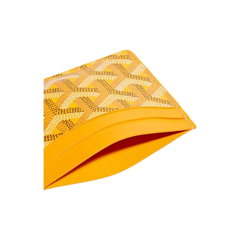 GOYARD Saint-Sulpice Canvas With Calfskin Card Clip Card Holder Unisex Yellow & Burgundy Small Heart-2
