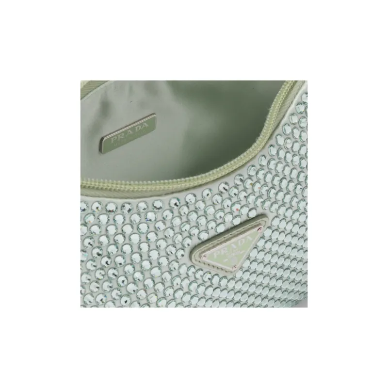 PRADA Satin Crystal Mini Bag Aqua-3